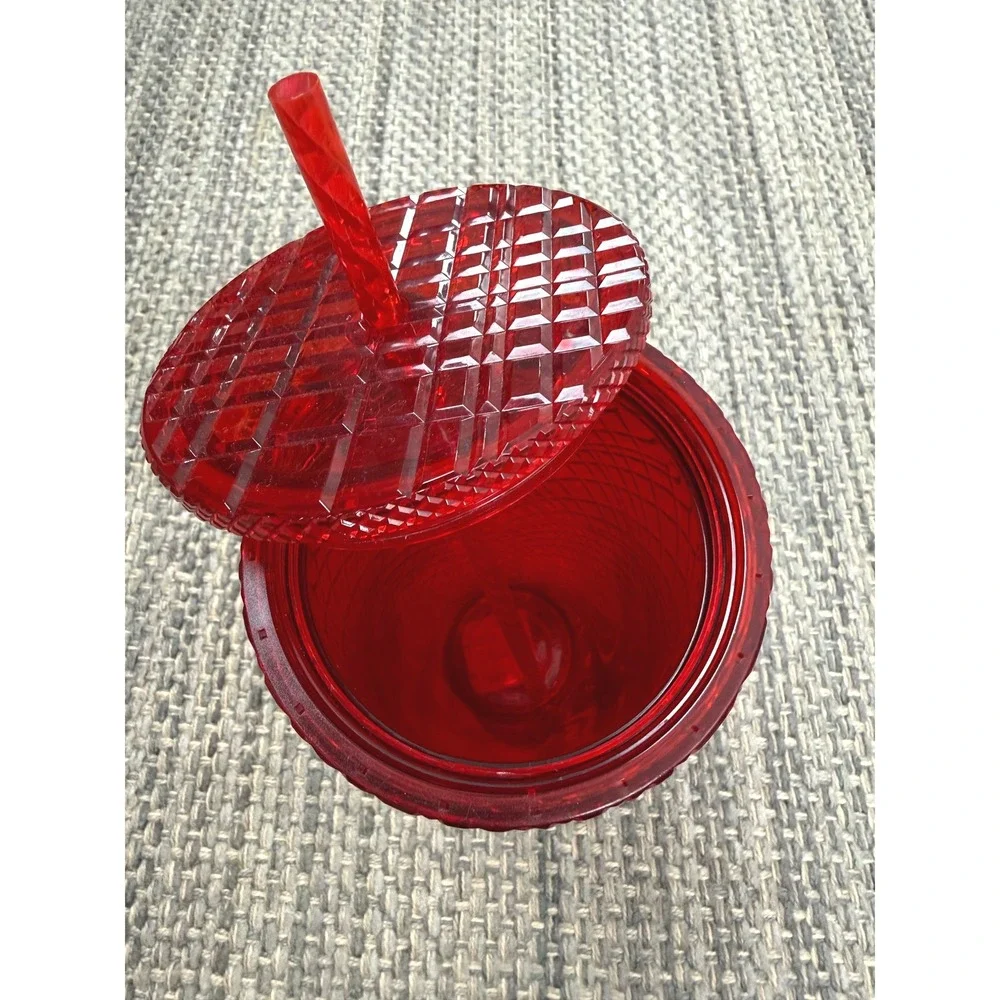 Starbucks 2021 Holiday Ruby Red Jewel Venti Tumbler 24oz Textured Cold Cup NWT